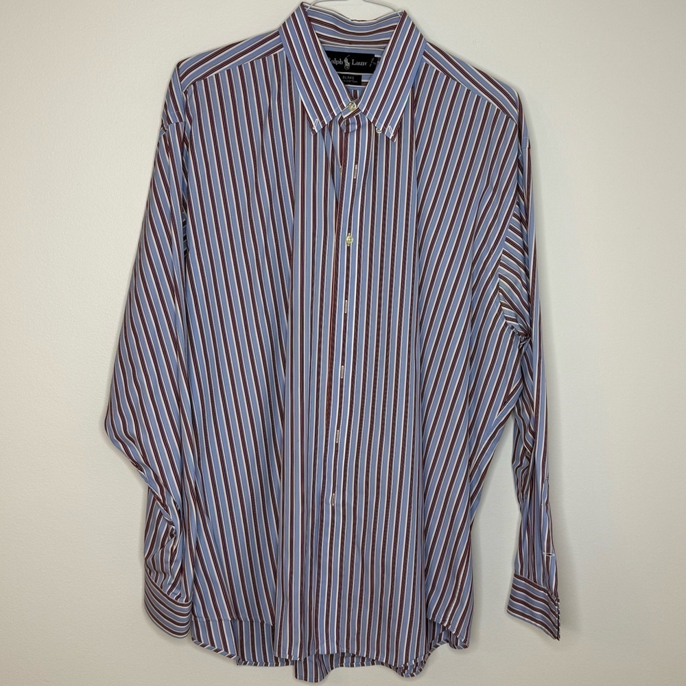 Ralph Lauren Blue and White Striped Dress Shirt